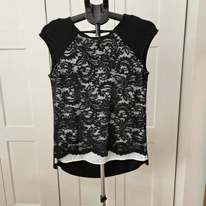 Chic Black Lace Women's Blouse